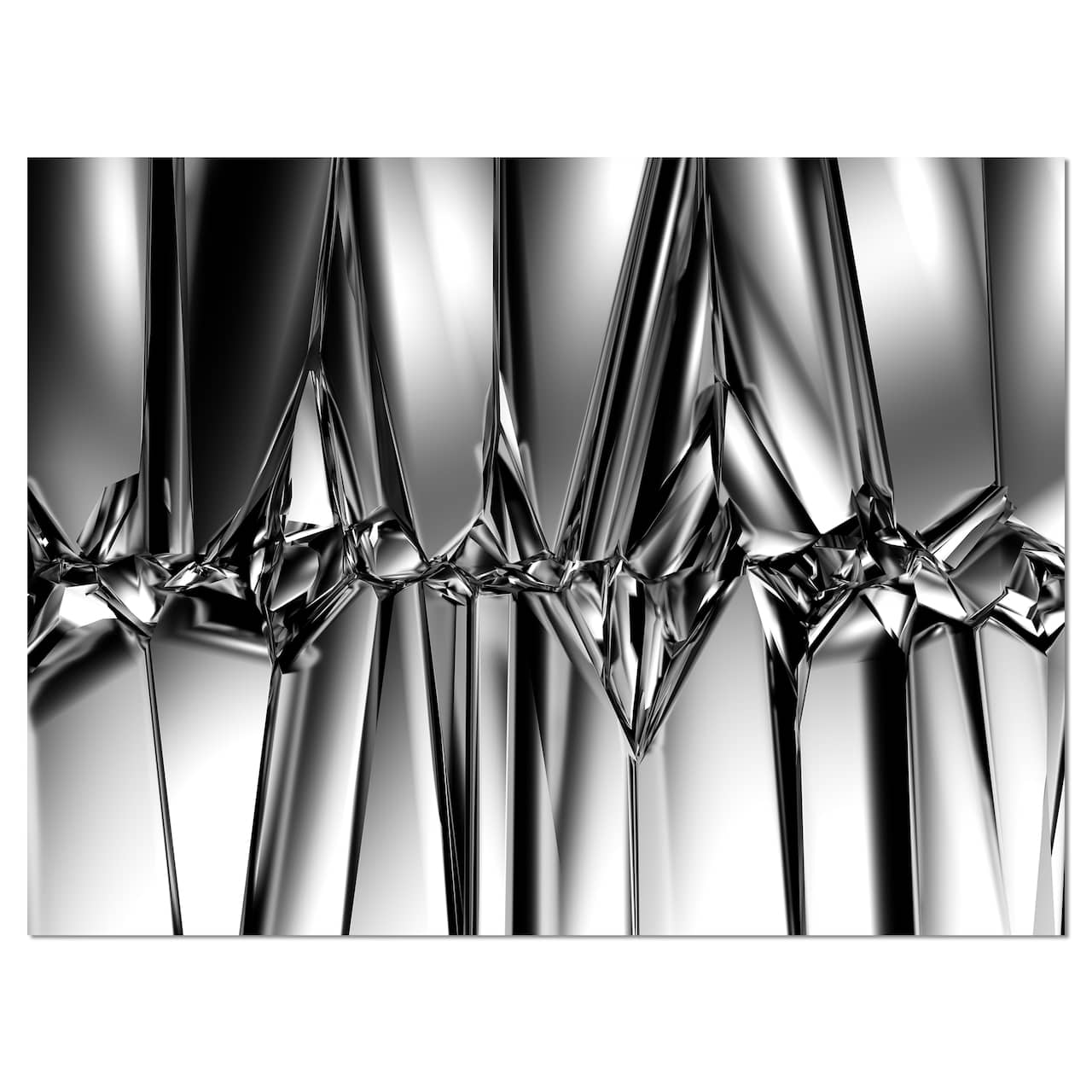 Designart - Black White Crystal Background - Abstract Canvas Art Print